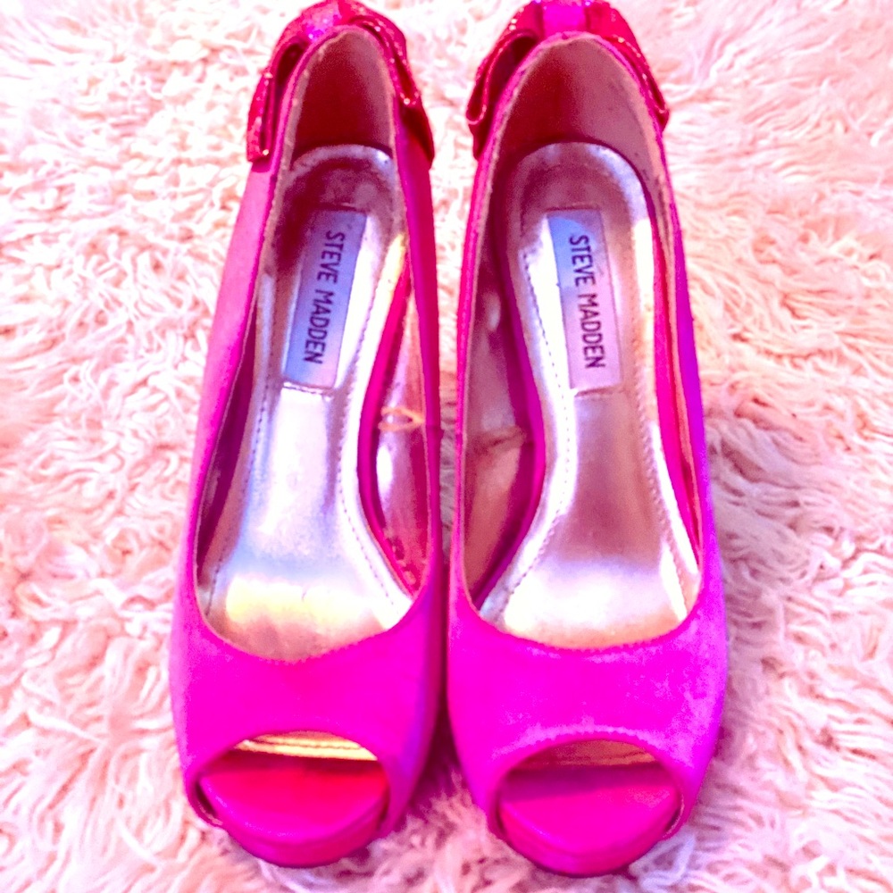 COPY - Hot Pink Open Toe Steve Madden Stilettos